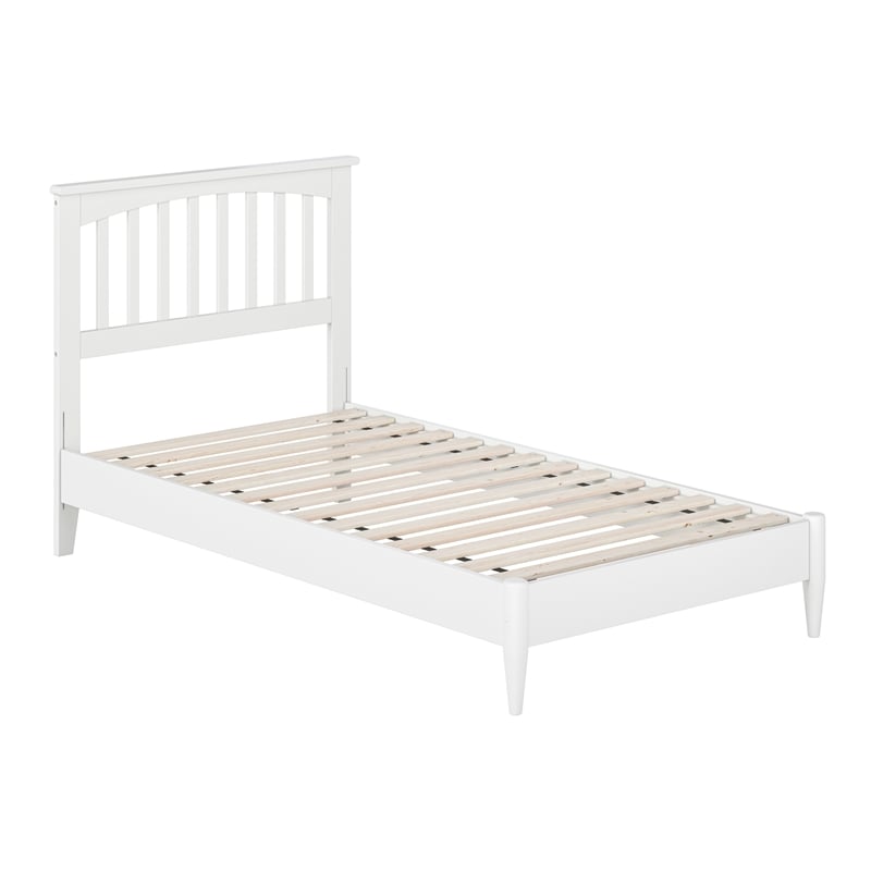 Becket Twin Wood Low Profile Platform Bed in White