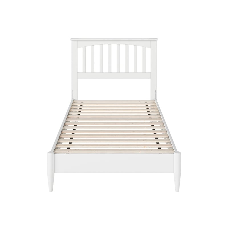 Becket Twin Wood Low Profile Platform Bed in White