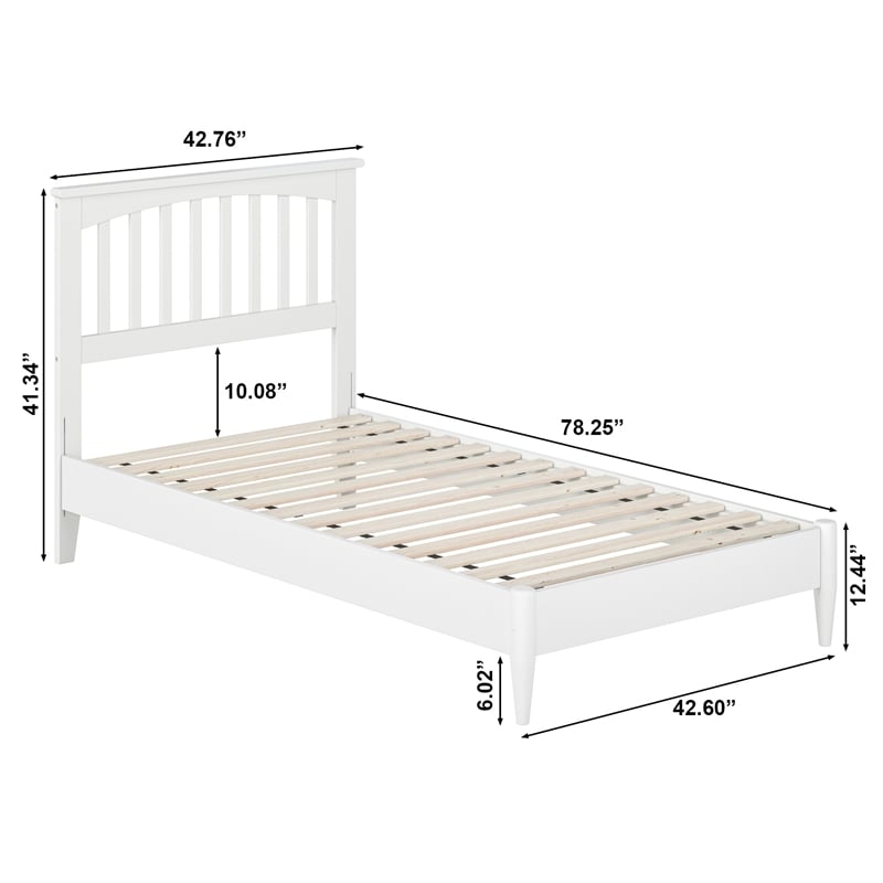 Becket Twin Wood Low Profile Platform Bed in White