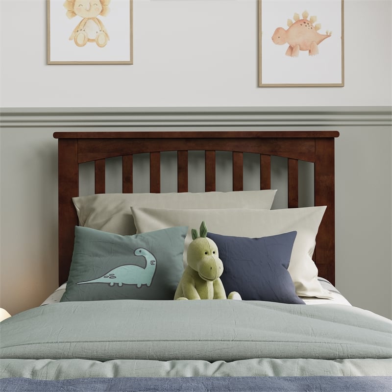 Becket Twin Wood Low Profile Platform Bed in Walnut