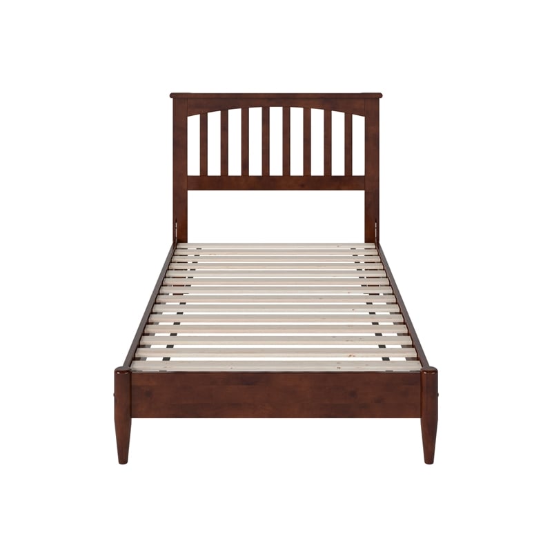 Becket Twin Wood Low Profile Platform Bed in Walnut