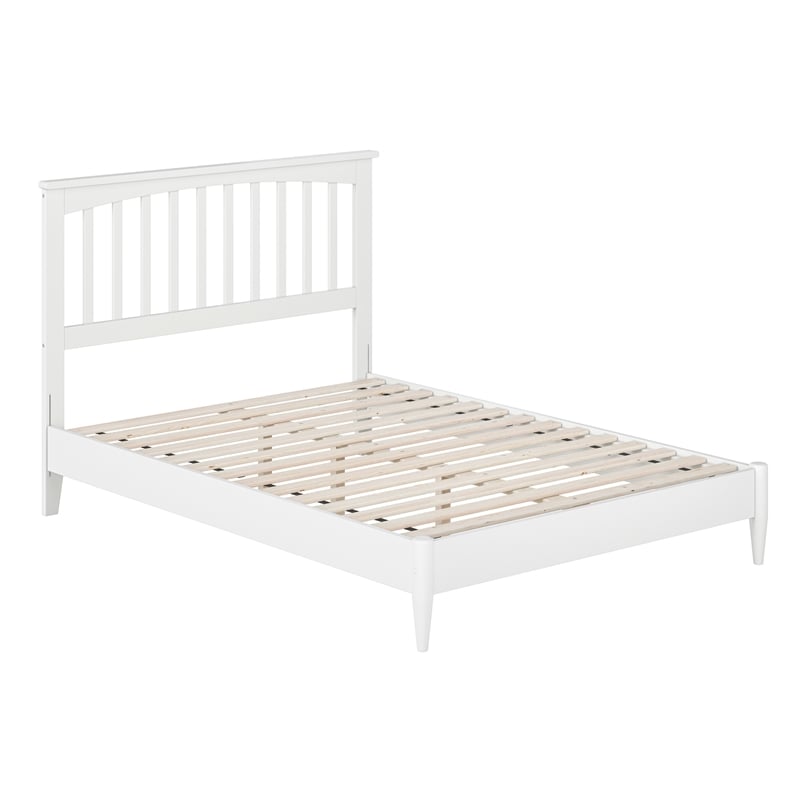 Becket Full Wood Low Profile Platform Bed in White
