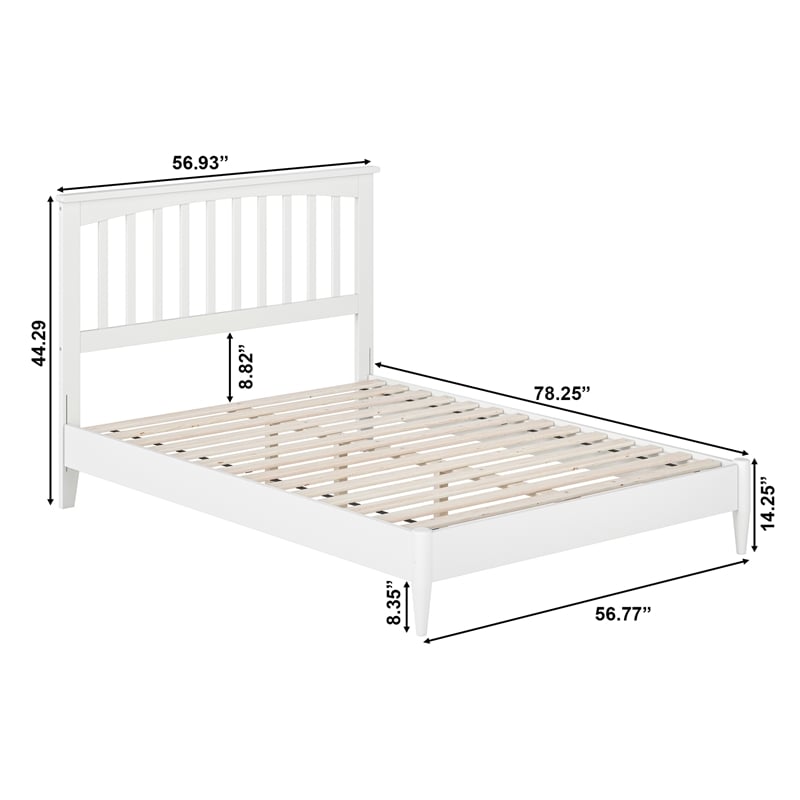 Becket Full Wood Low Profile Platform Bed in White