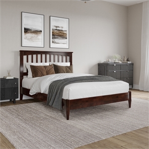 afi becket full solid wood low profile platform bed in walnut