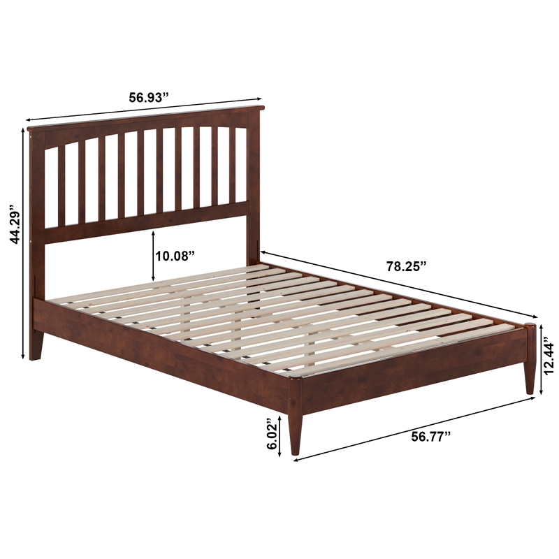 Becket Full Wood Low Profile Platform Bed in Walnut