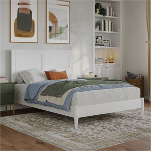 afi berkshire full solid wood low profile platform bed in white