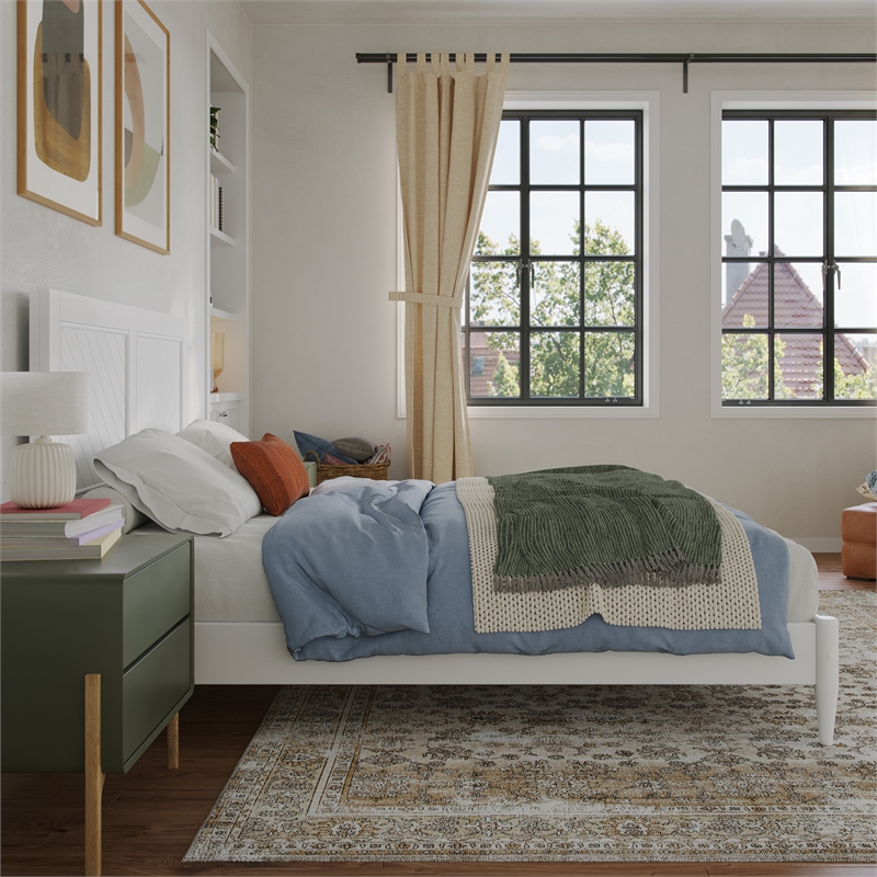 AFI Berkshire Full Solid Wood Low Profile Platform Bed in White