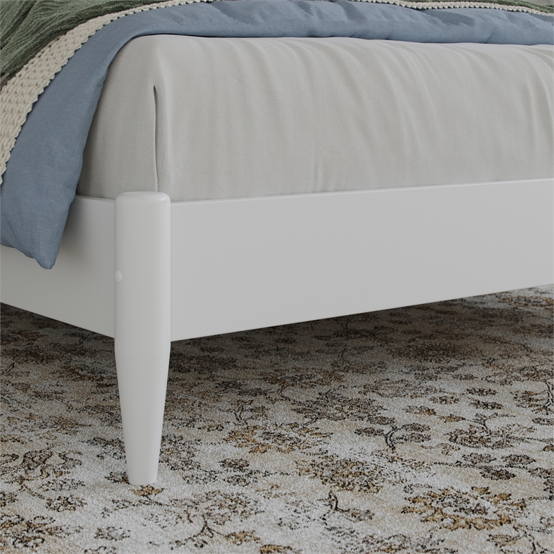 AFI Berkshire Full Solid Wood Low Profile Platform Bed in White