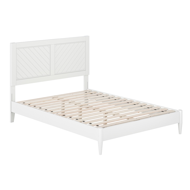 AFI Berkshire Full Solid Wood Low Profile Platform Bed in White