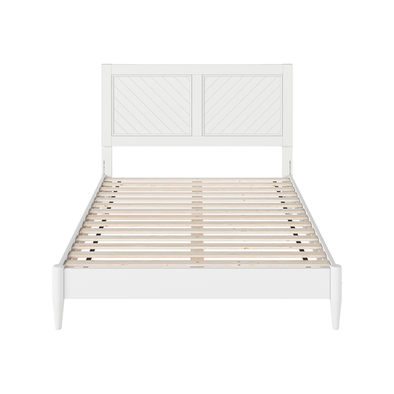 AFI Berkshire Full Solid Wood Low Profile Platform Bed in White