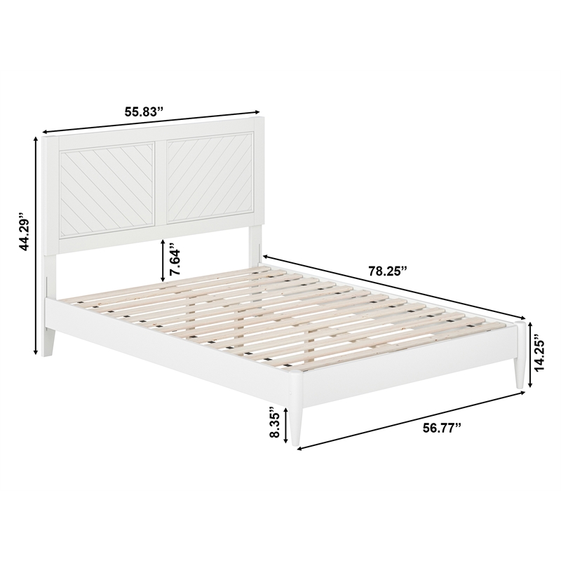 AFI Berkshire Full Solid Wood Low Profile Platform Bed in White