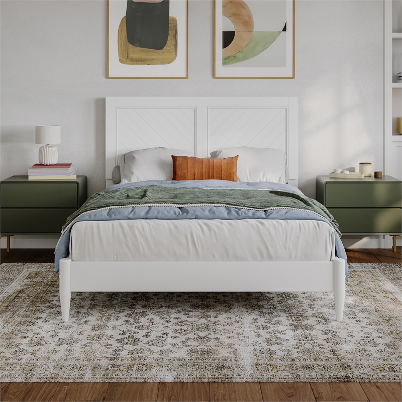 AFI Berkshire Full Solid Wood Low Profile Platform Bed in White