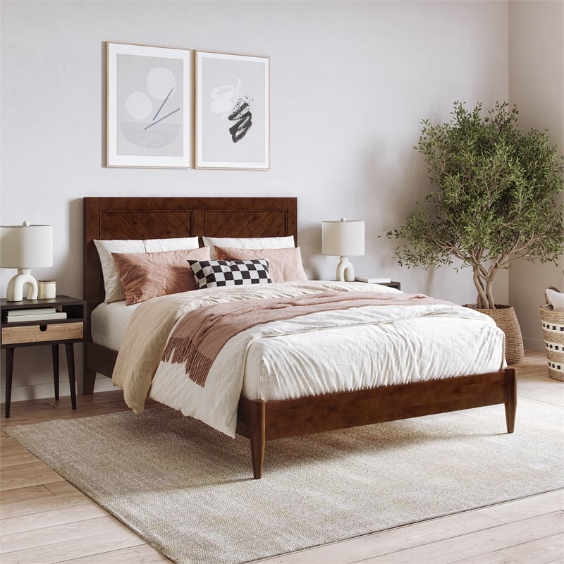 Berkshire Full Wood Low Profile Platform Bed in Walnut