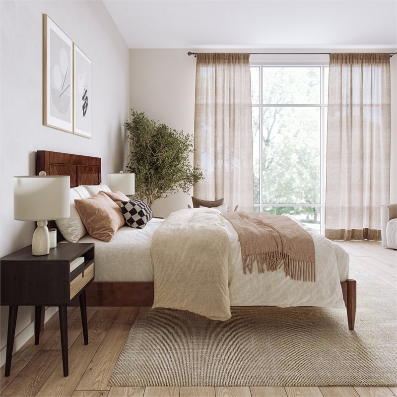 Berkshire Full Wood Low Profile Platform Bed in Walnut