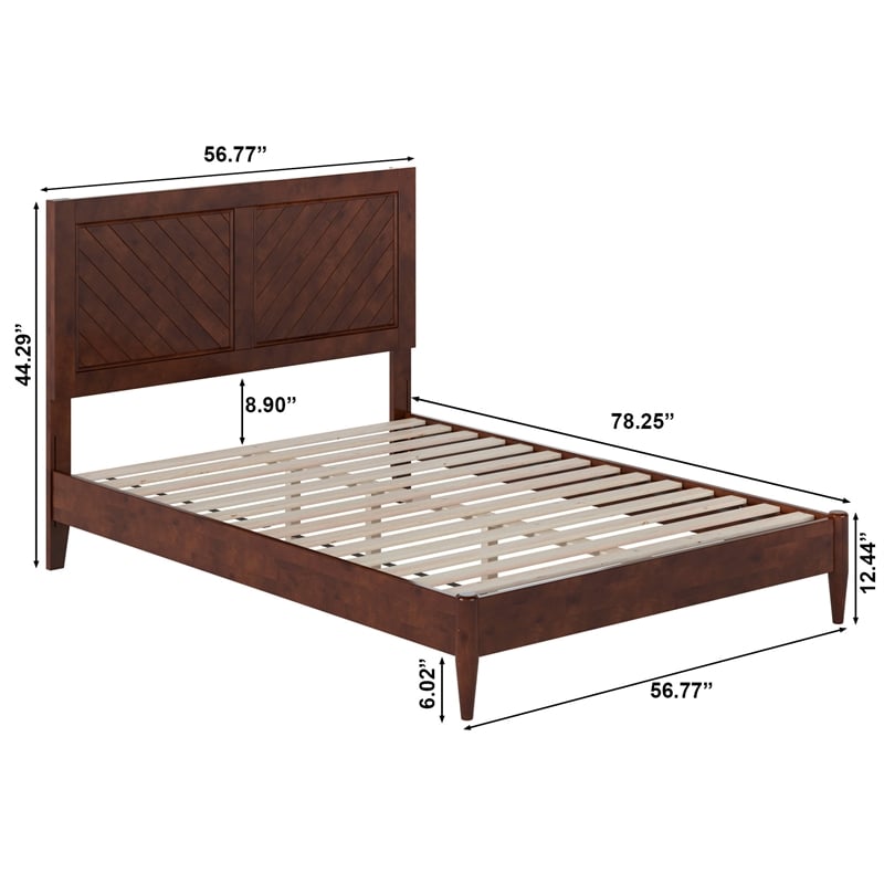 Berkshire Full Wood Low Profile Platform Bed in Walnut
