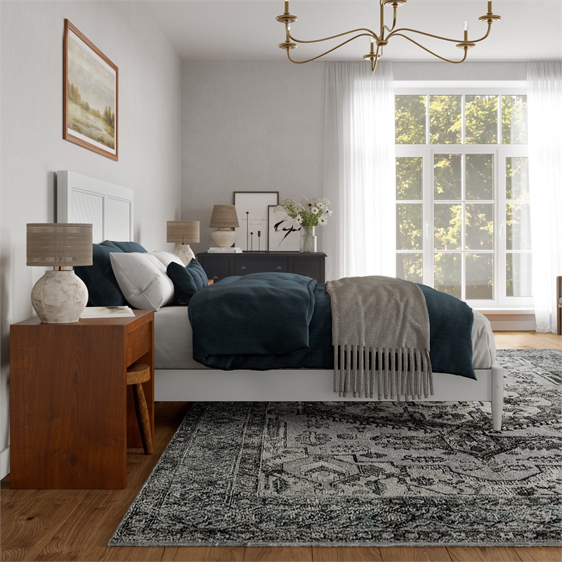 Berkshire Queen Wood Low Profile Platform Bed in White