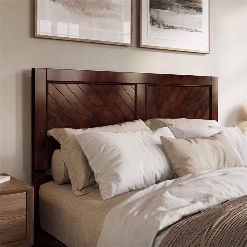 Berkshire Queen Solid Wood Low Profile Platform Bed in Walnut