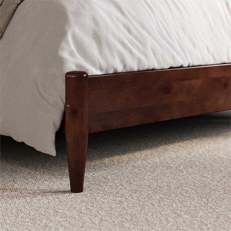 Berkshire Queen Solid Wood Low Profile Platform Bed in Walnut