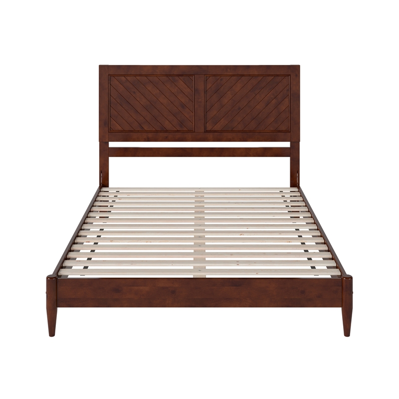 Berkshire Queen Solid Wood Low Profile Platform Bed in Walnut
