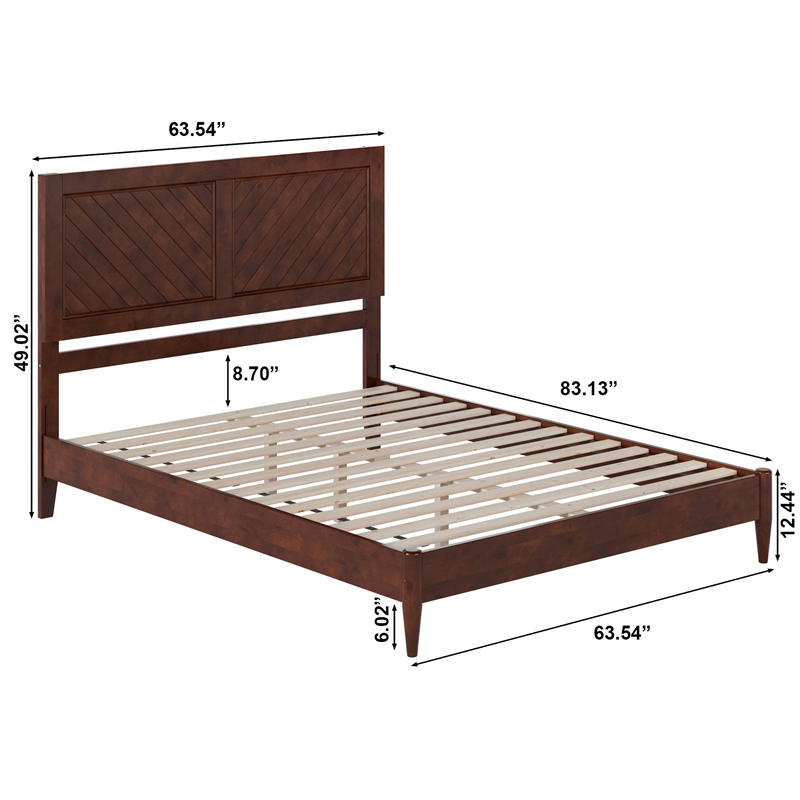 Berkshire Queen Solid Wood Low Profile Platform Bed in Walnut