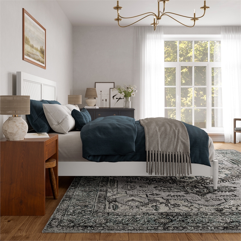 Berkshire King Wood Low Profile Platform Bed in White