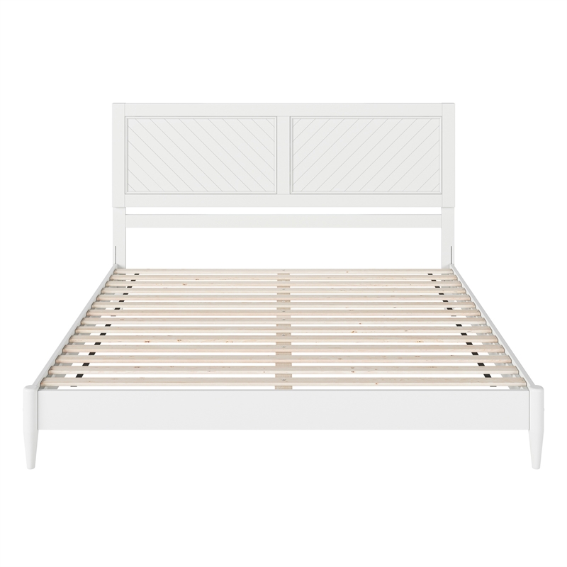 Berkshire King Wood Low Profile Platform Bed in White