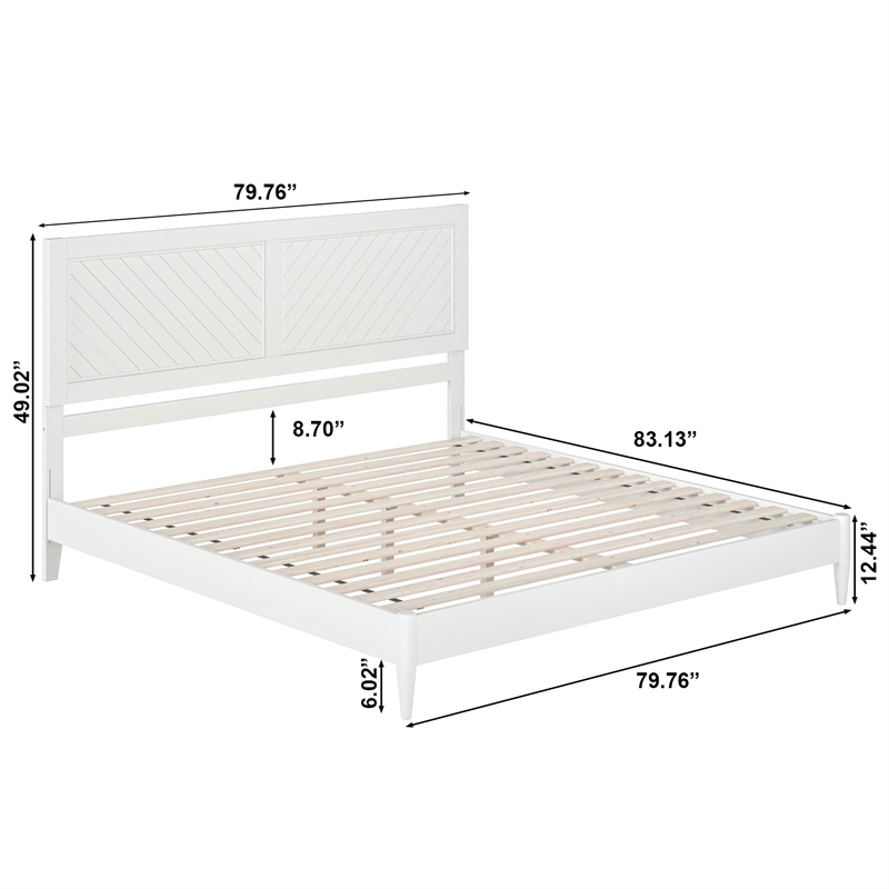 Berkshire King Wood Low Profile Platform Bed in White