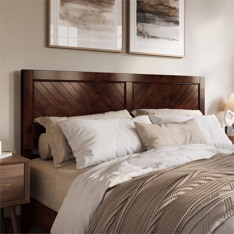 Berkshire King Solid Wood Low Profile Platform Bed in Walnut