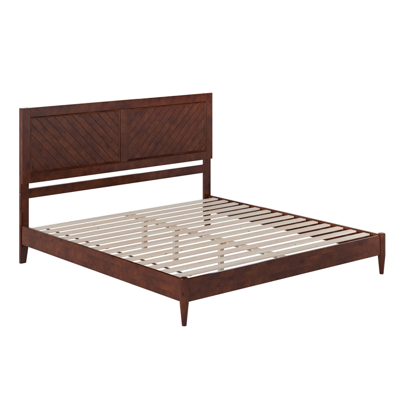 Berkshire King Solid Wood Low Profile Platform Bed in Walnut