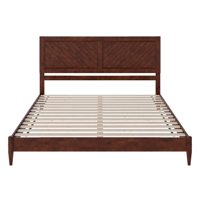 Berkshire King Solid Wood Low Profile Platform Bed in Walnut