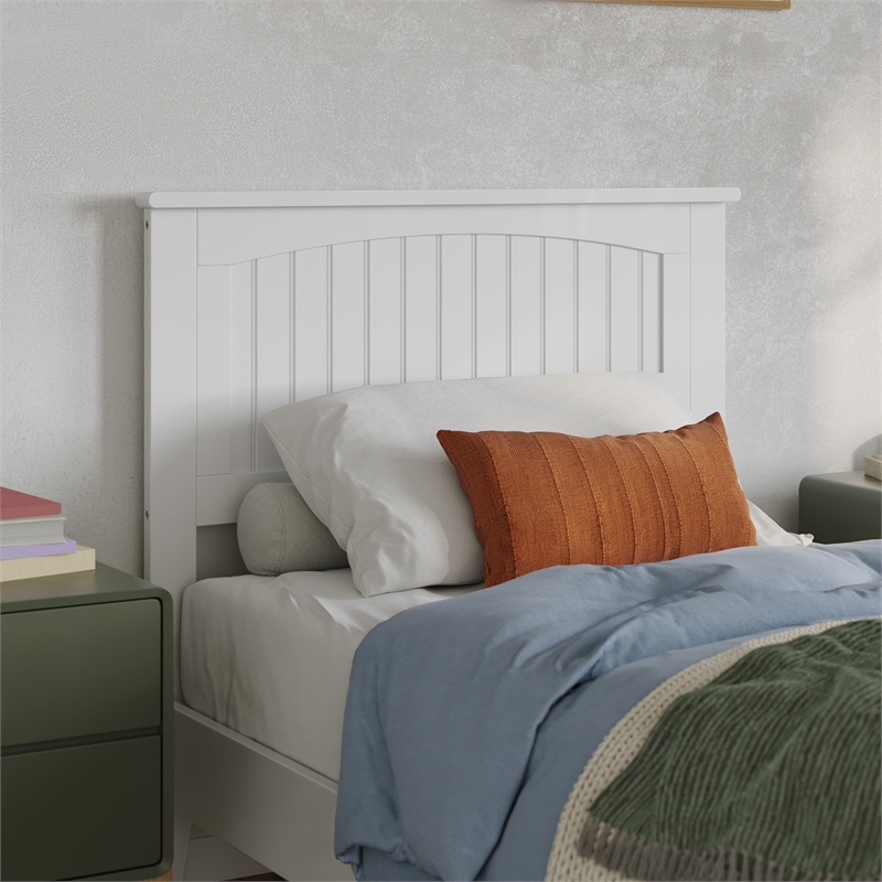 Naples Twin XL Wood Low Profile Platform Bed with Matching Footboard in White