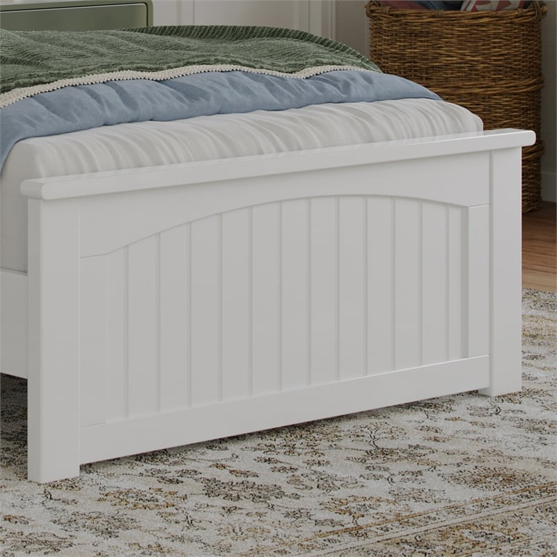 Naples Twin XL Wood Low Profile Platform Bed with Matching Footboard in White