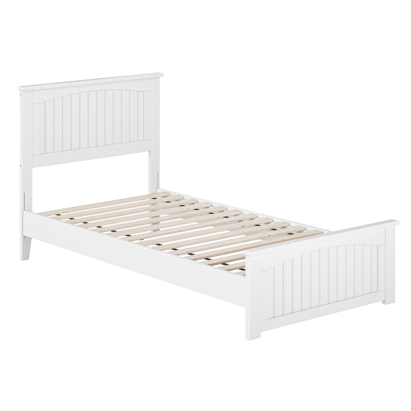 Naples Twin XL Wood Low Profile Platform Bed with Matching Footboard in White
