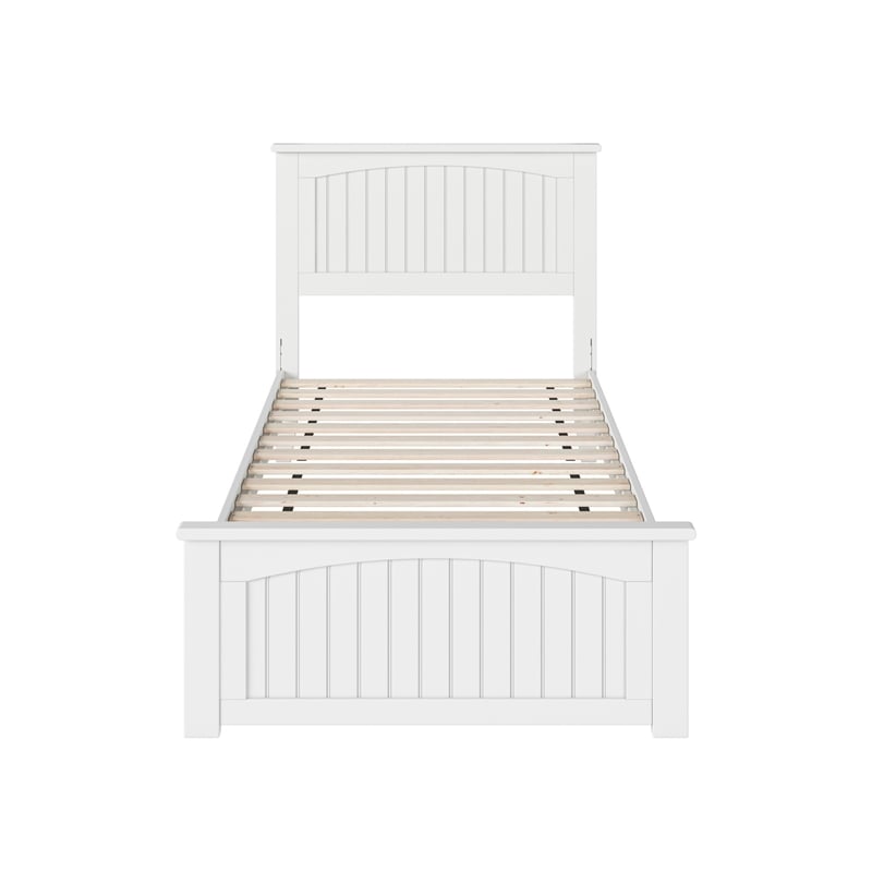 Naples Twin XL Wood Low Profile Platform Bed with Matching Footboard in White