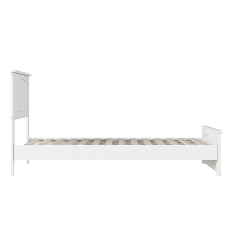 Naples Twin XL Wood Low Profile Platform Bed with Matching Footboard in White