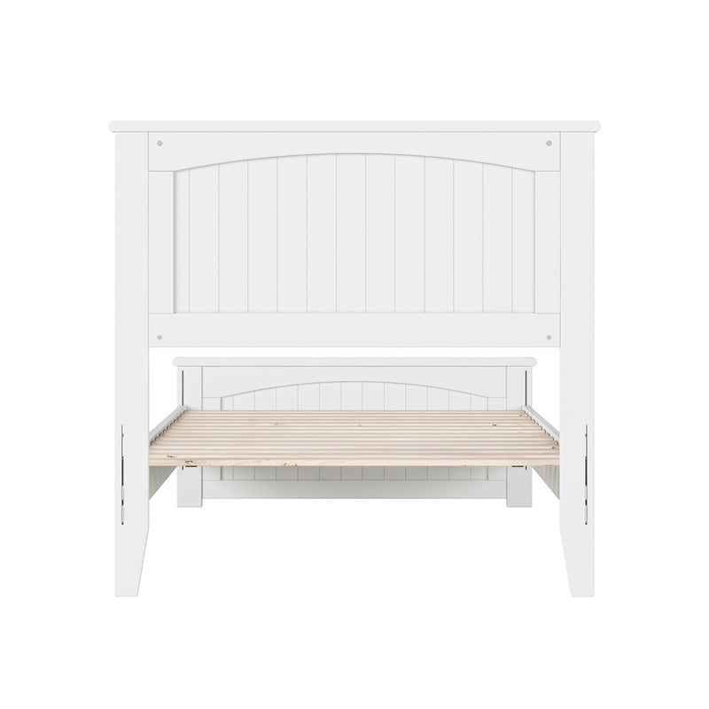 Naples Twin XL Wood Low Profile Platform Bed with Matching Footboard in White
