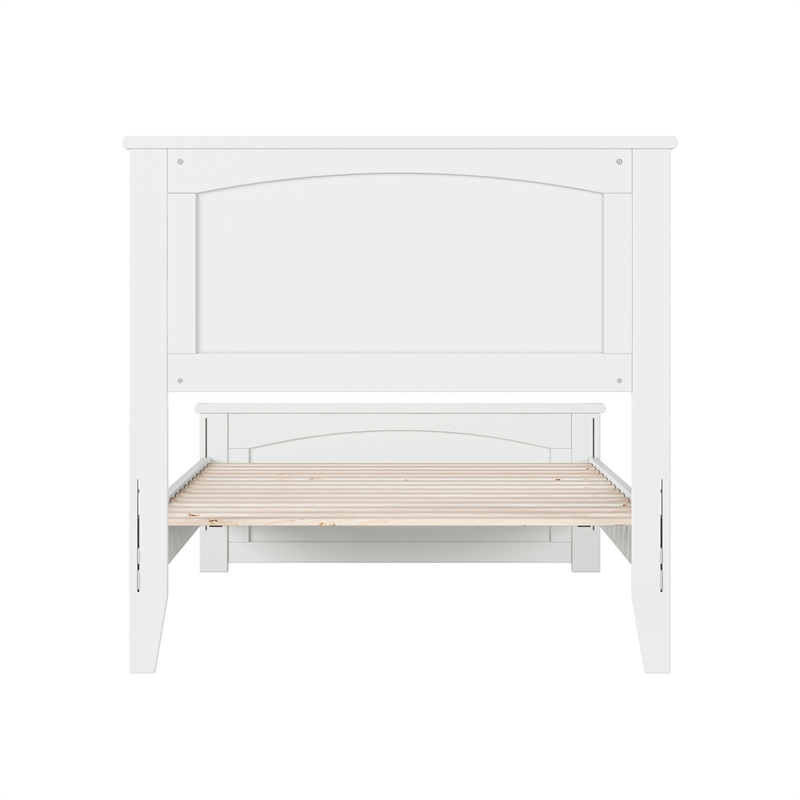 Naples Twin XL Wood Low Profile Platform Bed with Matching Footboard in White