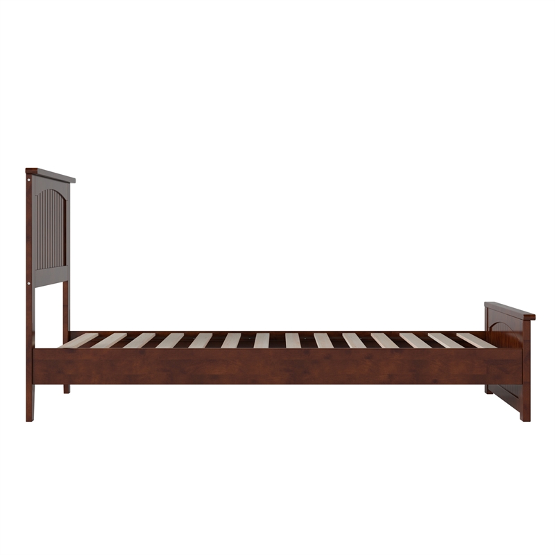 Naples Twin XL Wood Low Profile Platform Bed with Matching Footboard in Walnut