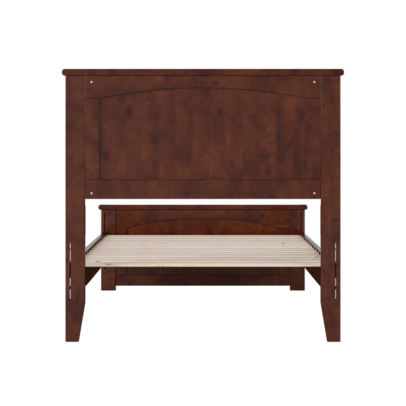 Naples Twin XL Wood Low Profile Platform Bed with Matching Footboard in Walnut