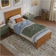 Naples Twin XL Low Profile Platform Bed with Matching Footboard in Light Toffee