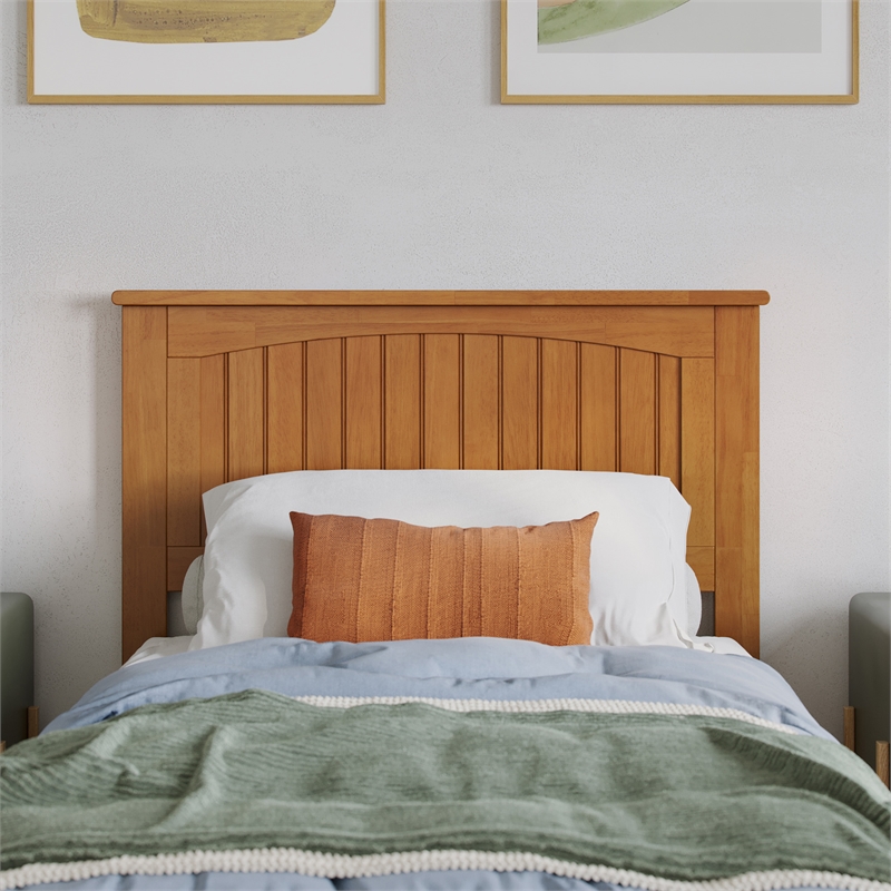 Naples Twin XL Low Profile Platform Bed with Matching Footboard in Light Toffee