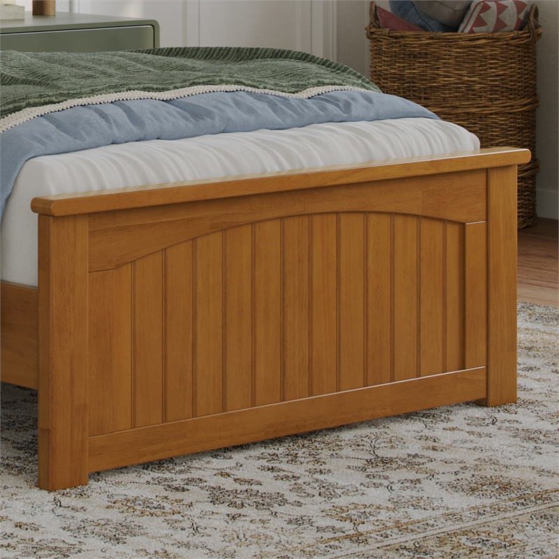 Naples Twin XL Low Profile Platform Bed with Matching Footboard in Light Toffee