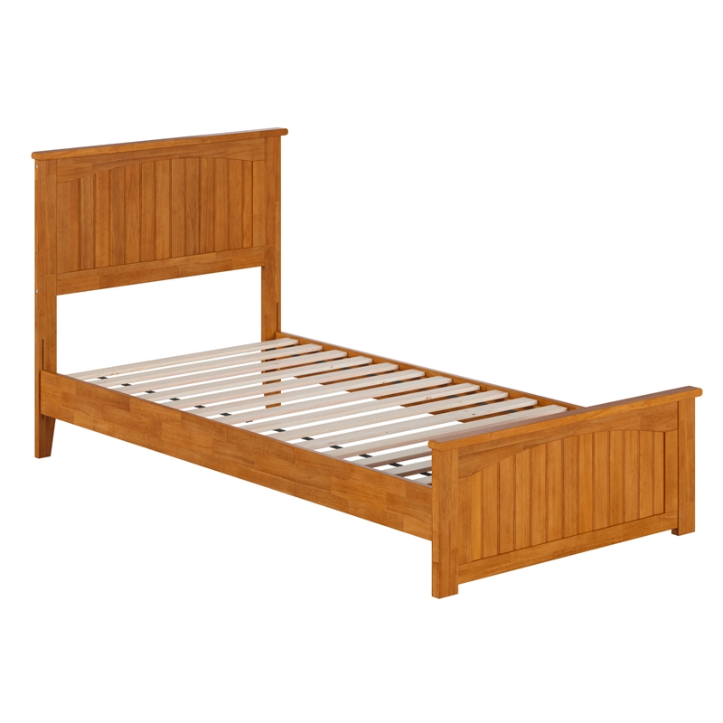 Naples Twin XL Low Profile Platform Bed with Matching Footboard in Light Toffee