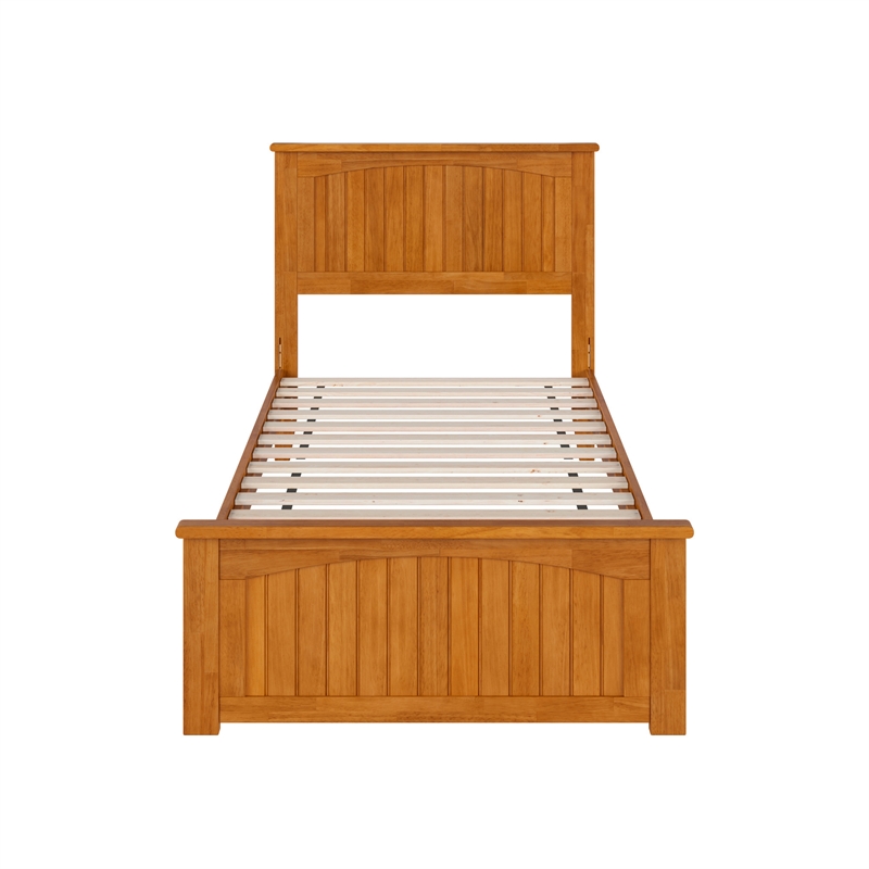 Naples Twin XL Low Profile Platform Bed with Matching Footboard in Light Toffee