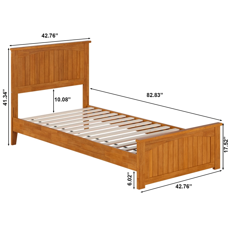 Naples Twin XL Low Profile Platform Bed with Matching Footboard in Light Toffee