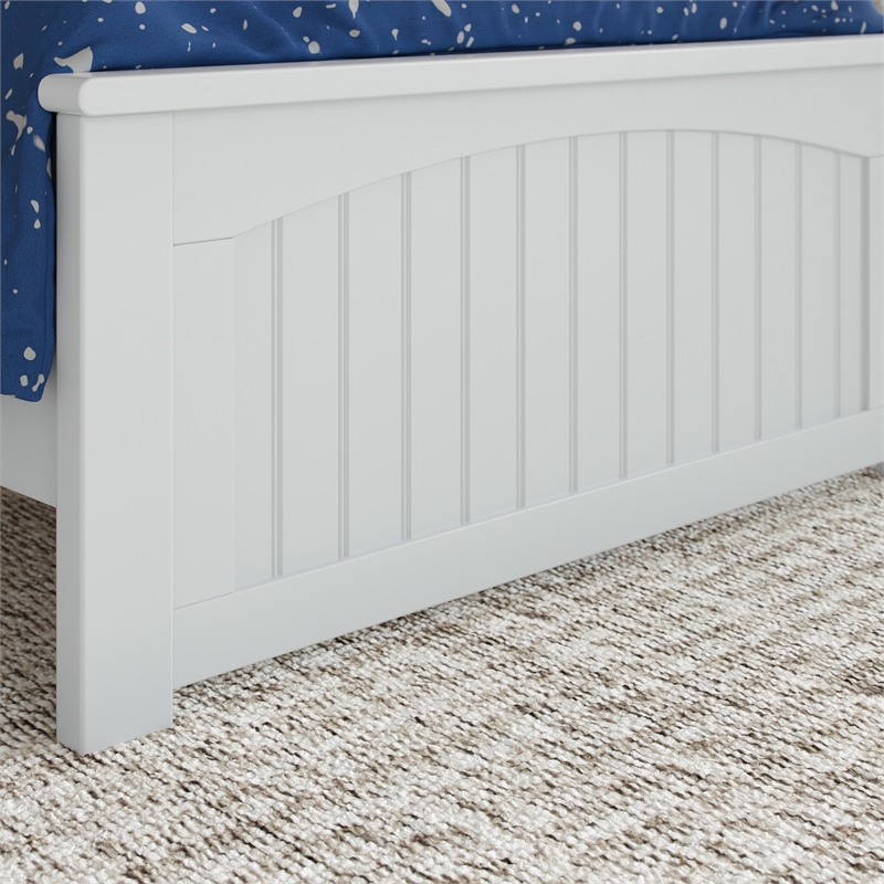 Naples Twin Wood Low Profile Platform Bed with Matching Footboard in White