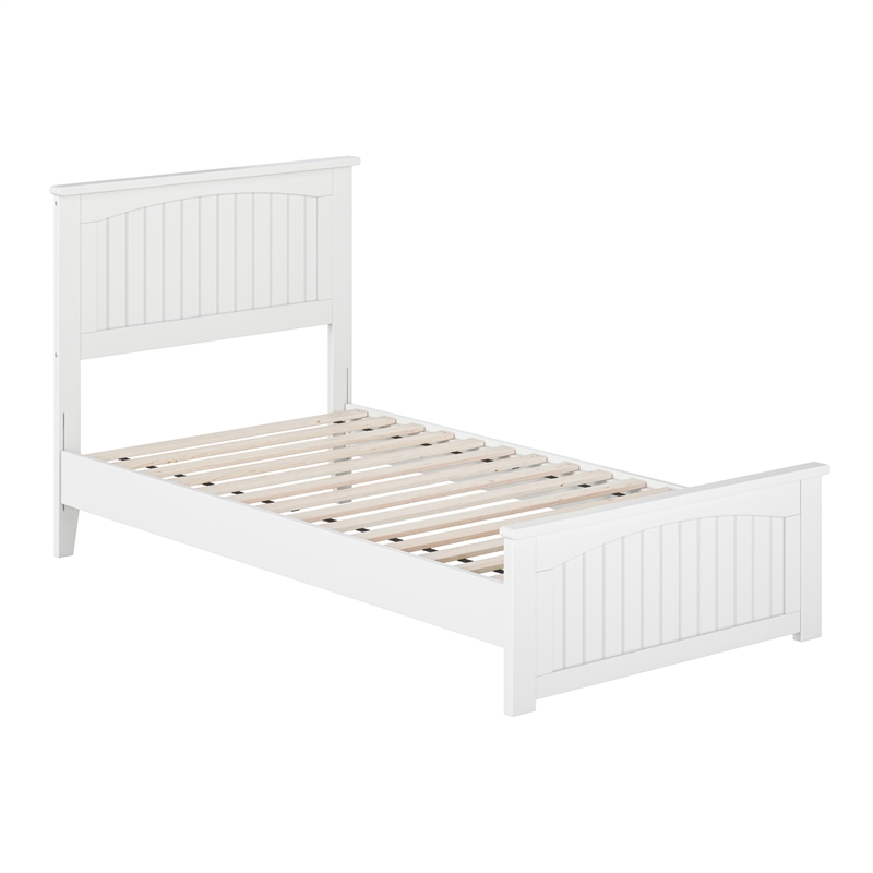 Naples Twin Wood Low Profile Platform Bed with Matching Footboard in White