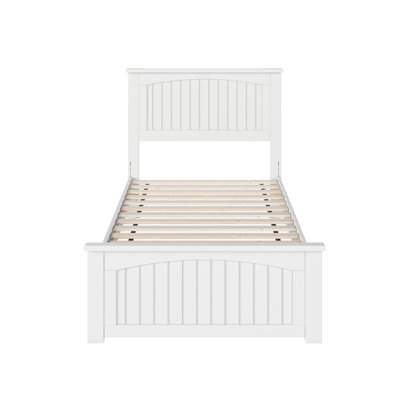 Naples Twin Wood Low Profile Platform Bed with Matching Footboard in White