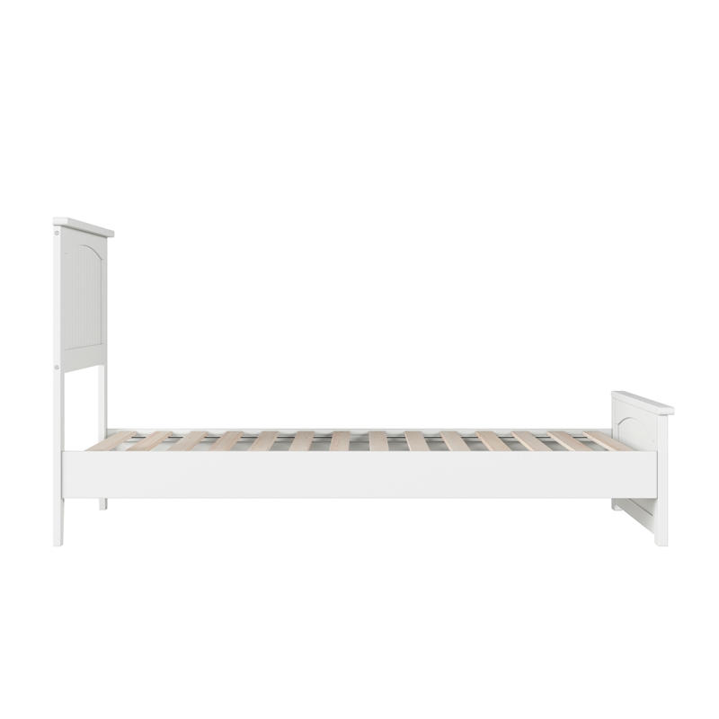 Naples Twin Wood Low Profile Platform Bed with Matching Footboard in White
