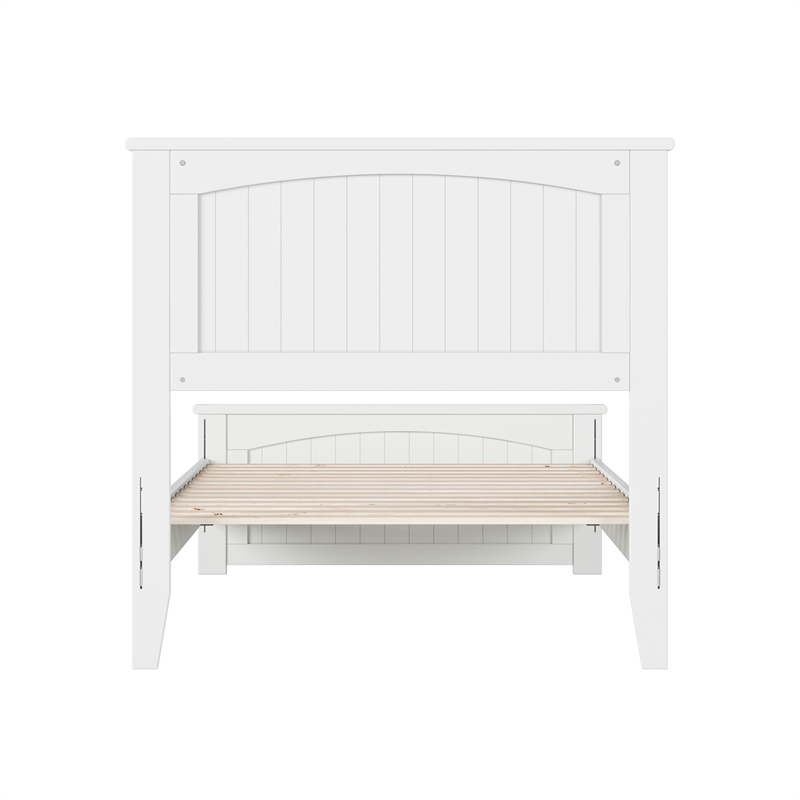 Naples Twin Wood Low Profile Platform Bed with Matching Footboard in White